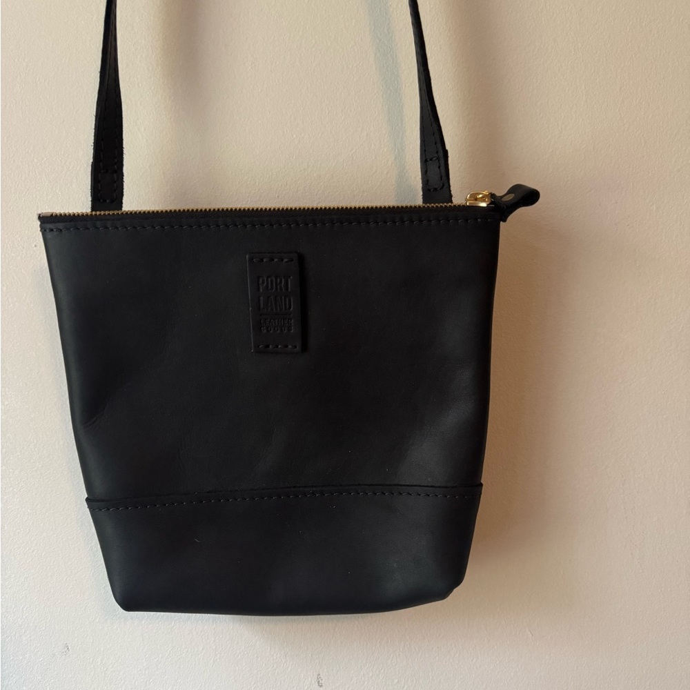 Portland Leather Black Crossbody with Gold Hardware